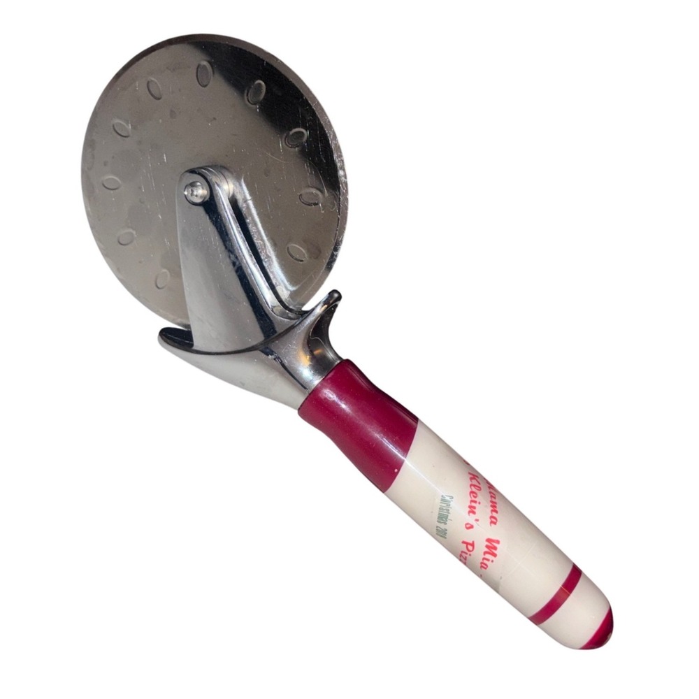 Mama Mia Klein's Pizzeria Pizza Cutter Red Cream Stainless Steel 9 Inch 2018